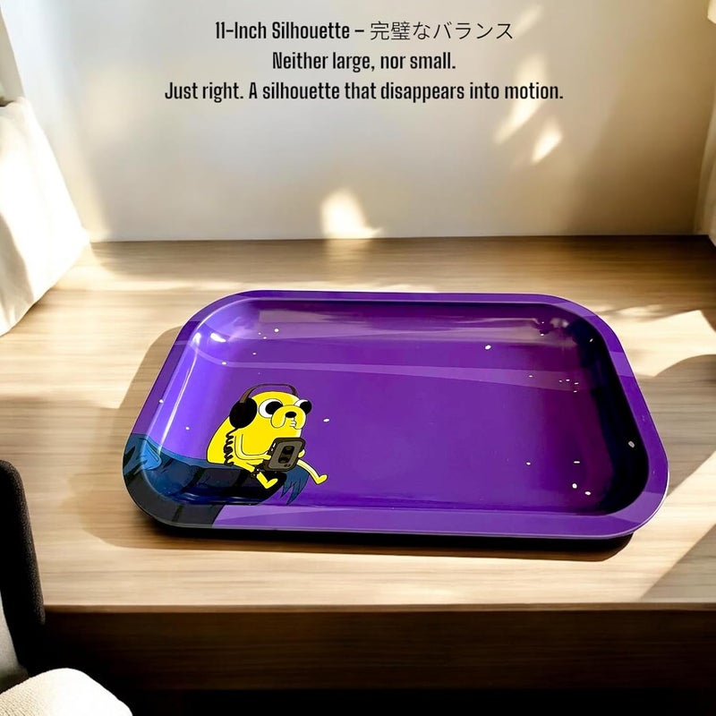 KOZUKI Cartoon Rolling Tray – 11” Premium Metal Purple Rolling Tray Anime Adventure Times Inspired The Dog | Gold Plating | Jack Merch | Smooth Edges | Portable & Easy to Clean (OLDSOUL) - Image 2